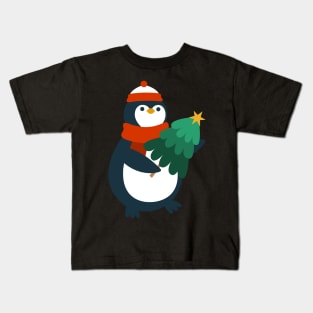 Penguin with Christmas tree Kids T-Shirt